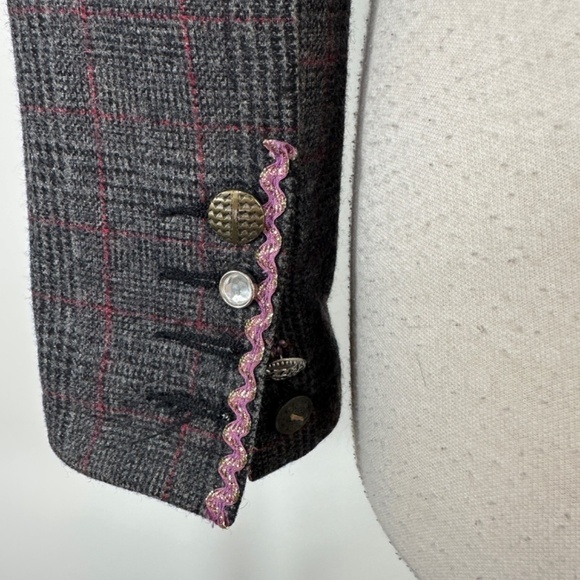 WET SEAL Y2K PLAID COTTON BLAZER JACKET Womens S Button Preppy Academia Girl - Picture 12 of 15